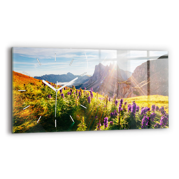 Reloj de cristal horizontal Pradera de lavanda