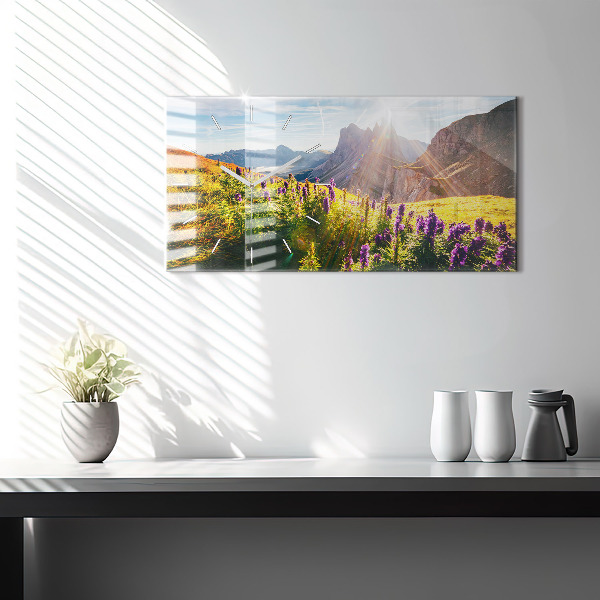 Reloj de cristal horizontal Pradera de lavanda