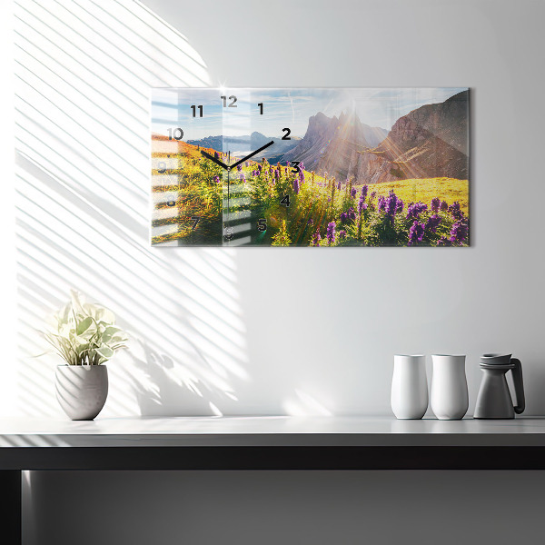 Reloj de cristal horizontal Pradera de lavanda