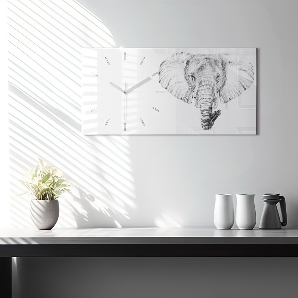 Reloj de cristal horizontal Vector cabeza de elefante