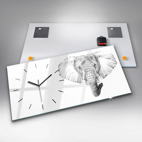 Reloj de cristal horizontal Vector cabeza de elefante