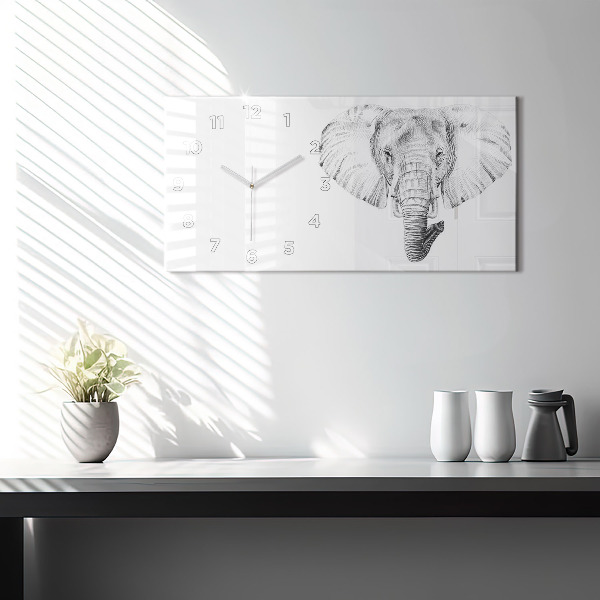 Reloj de cristal horizontal Vector cabeza de elefante
