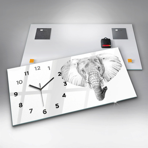 Reloj de cristal horizontal Vector cabeza de elefante