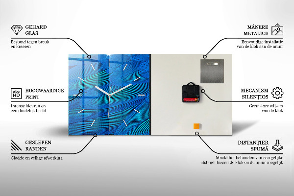 Reloj de cristal horizontal Arte moderno - manchas
