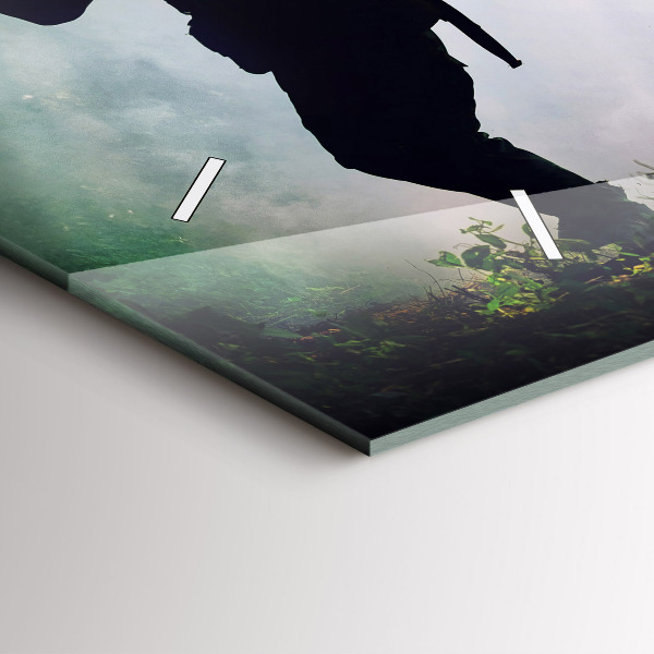 Reloj de cristal horizontal Soldados en un bosque