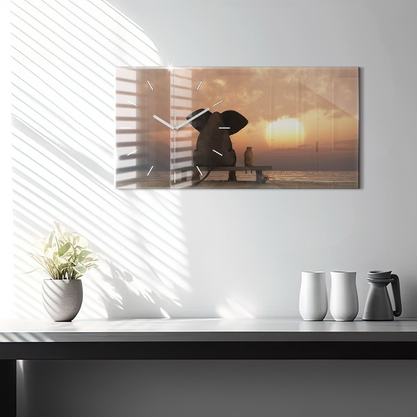 Reloj de cristal horizontal Animales Puesta de sol