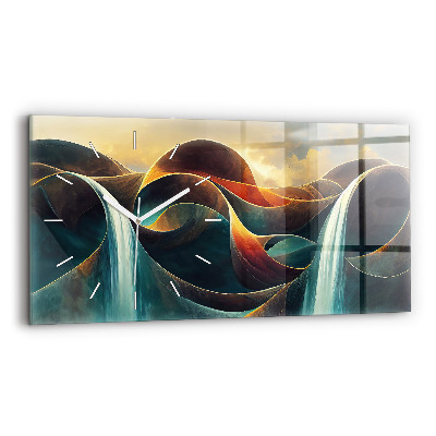 Reloj de cristal horizontal Fondo de cascada