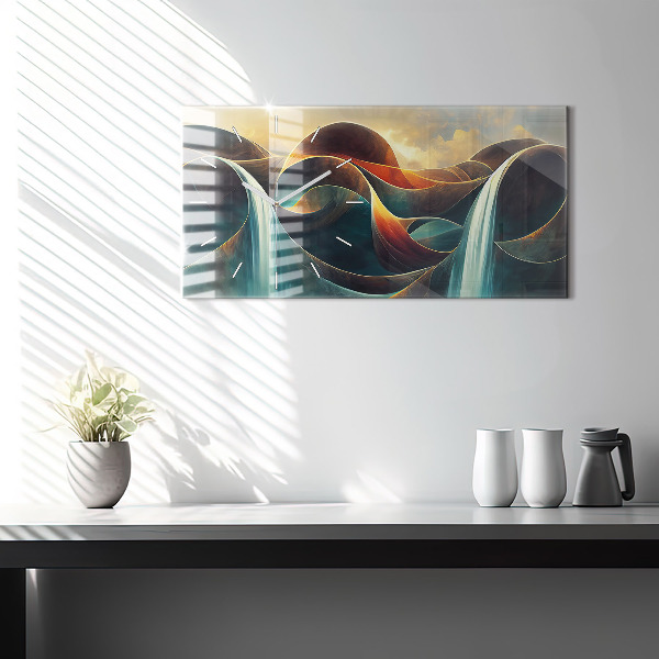 Reloj de cristal horizontal Fondo de cascada