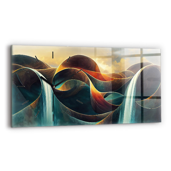 Reloj de cristal horizontal Fondo de cascada