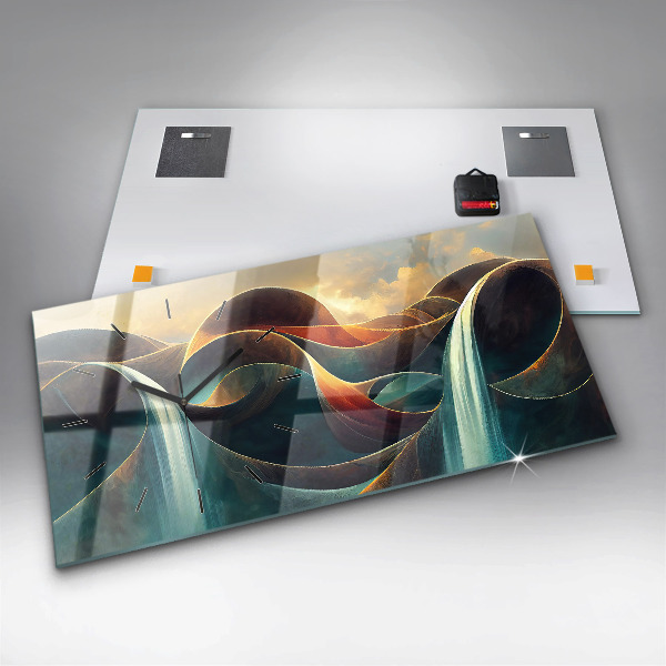 Reloj de cristal horizontal Fondo de cascada