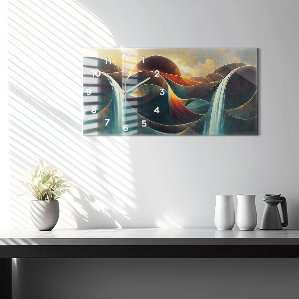 Reloj de cristal horizontal Fondo de cascada