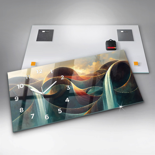 Reloj de cristal horizontal Fondo de cascada