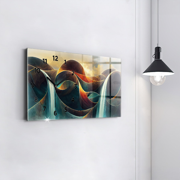 Reloj de cristal horizontal Fondo de cascada