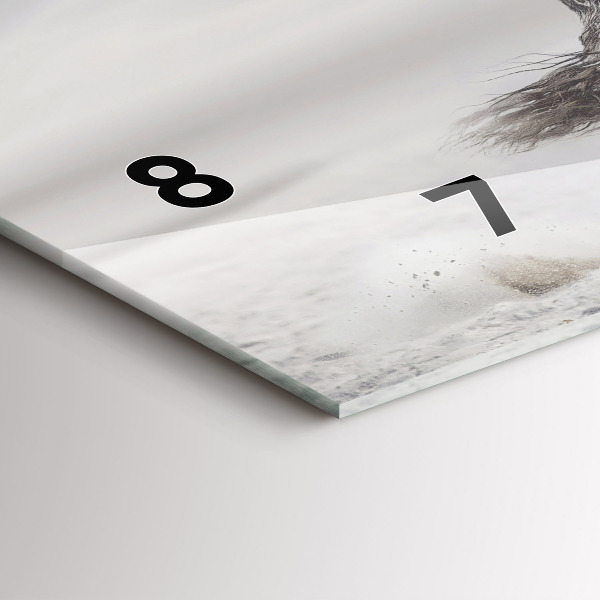 Reloj de cristal horizontal Caballo blanco al galope