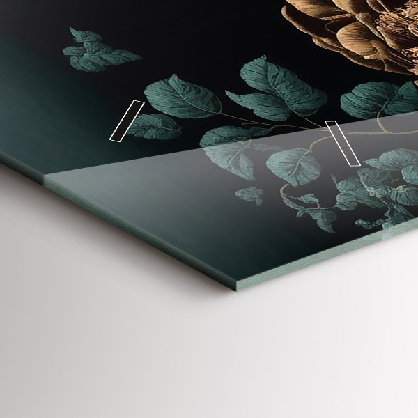 Reloj de cristal horizontal Flor y mariposas doradas