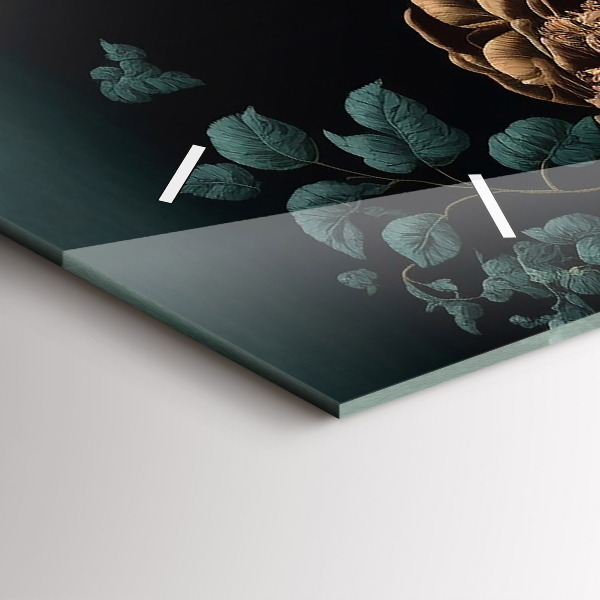 Reloj de cristal horizontal Flor y mariposas doradas