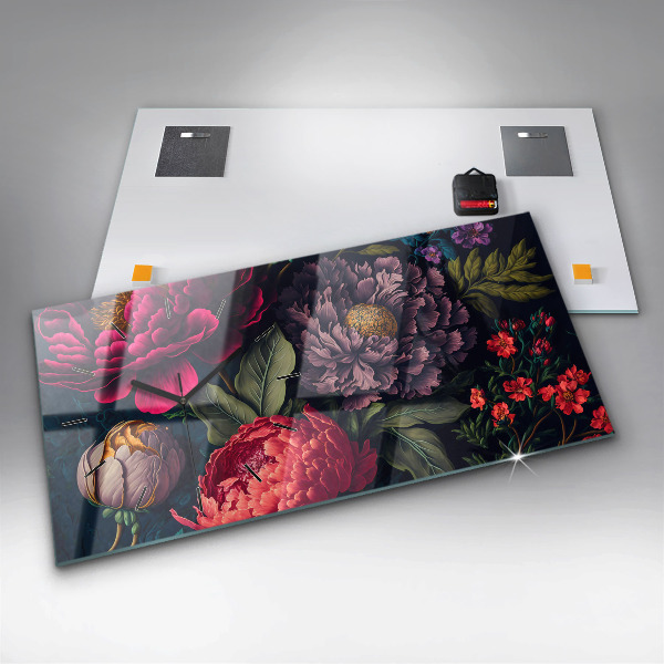 Reloj de cristal horizontal Ramo de flores vintage