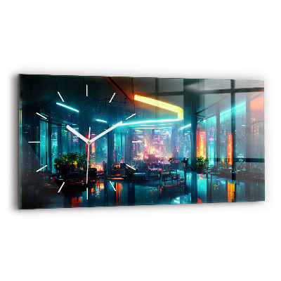 Reloj de cristal horizontal Ciudad en estilo cyberpunk