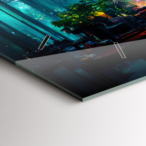 Reloj de cristal horizontal Ciudad en estilo cyberpunk