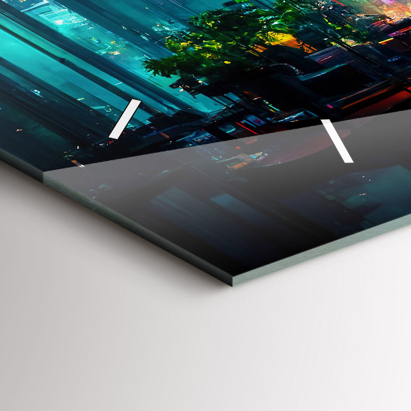 Reloj de cristal horizontal Ciudad en estilo cyberpunk