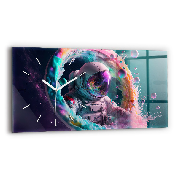 Reloj de cristal horizontal Cosmonauta nubes de colores