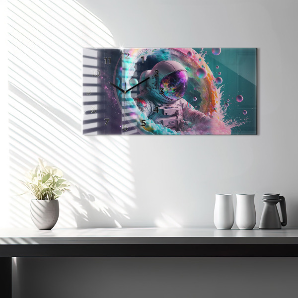 Reloj de cristal horizontal Cosmonauta nubes de colores