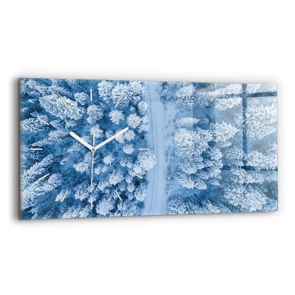 Reloj de cristal horizontal Bosque a vista de pájaro Drone