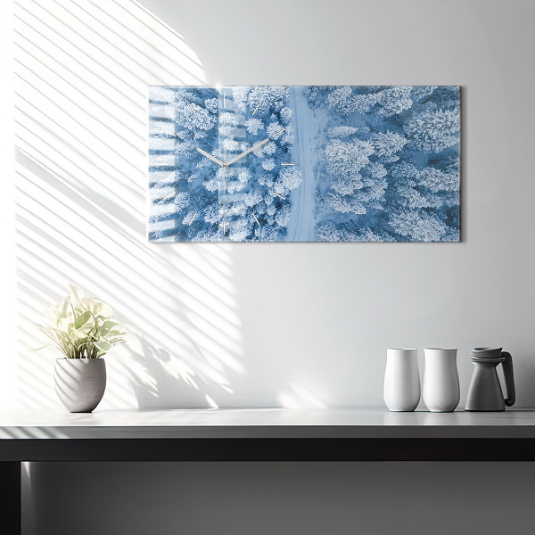 Reloj de cristal horizontal Bosque a vista de pájaro Drone