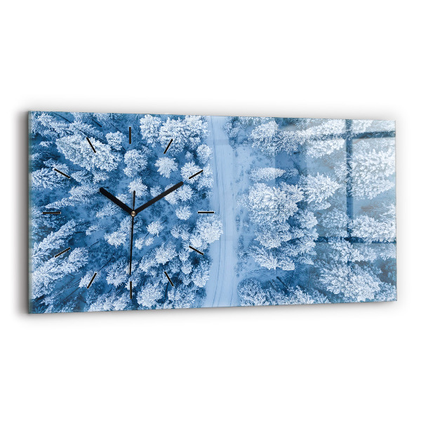 Reloj de cristal horizontal Bosque a vista de pájaro Drone