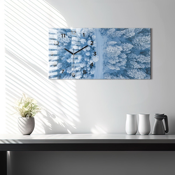 Reloj de cristal horizontal Bosque a vista de pájaro Drone