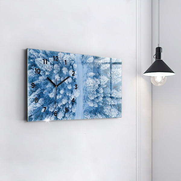 Reloj de cristal horizontal Bosque a vista de pájaro Drone