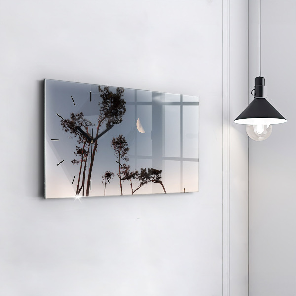 Reloj horizontal Media luna y árboles