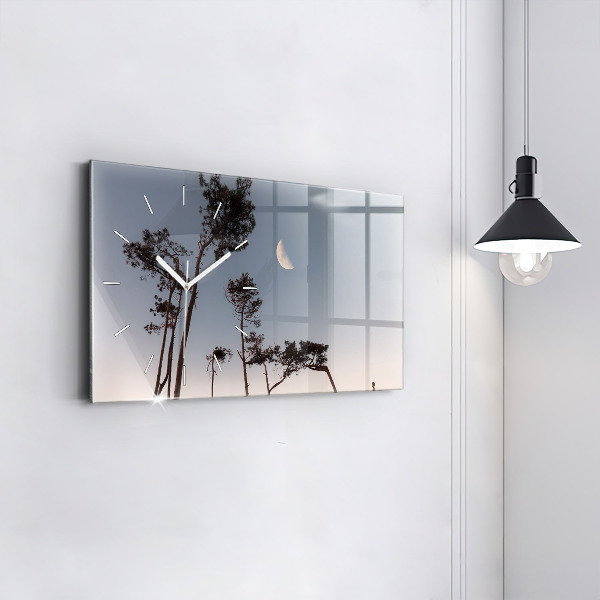Reloj horizontal Media luna y árboles