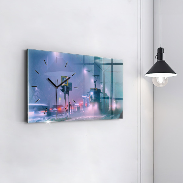 Reloj horizontal Varsovia en la niebla