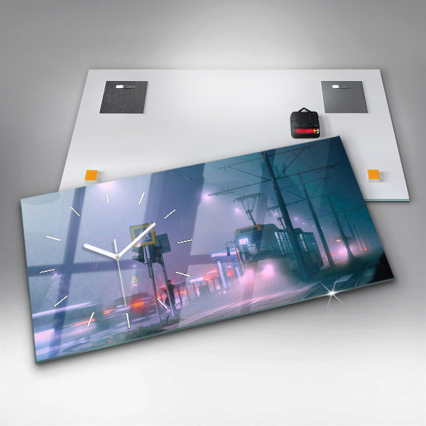 Reloj horizontal Varsovia en la niebla