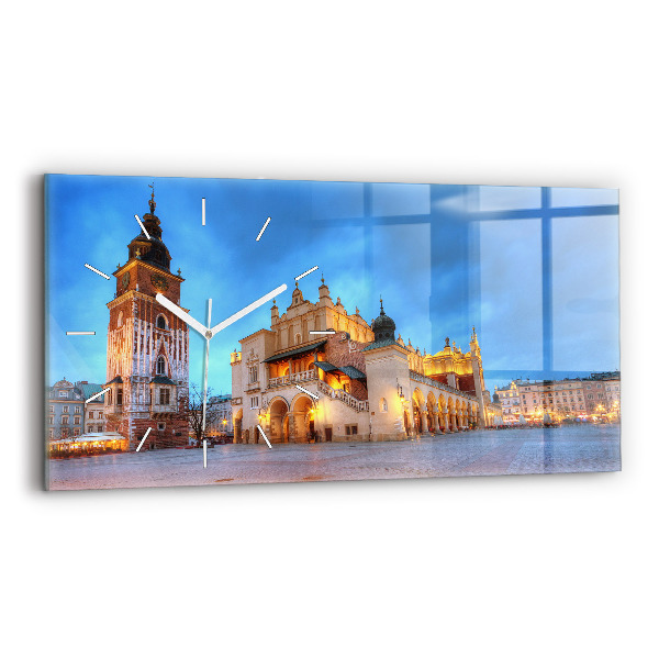 Reloj de cristal horizontal Plaza del Mercado Principal en Cracovia
