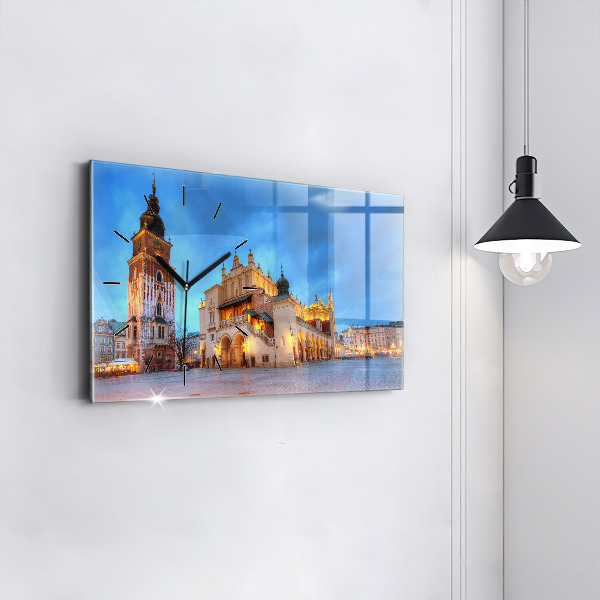 Reloj de cristal horizontal Plaza del Mercado Principal en Cracovia