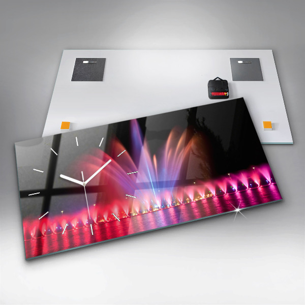 Reloj de cristal horizontal Fuente de Wrocław por la noche