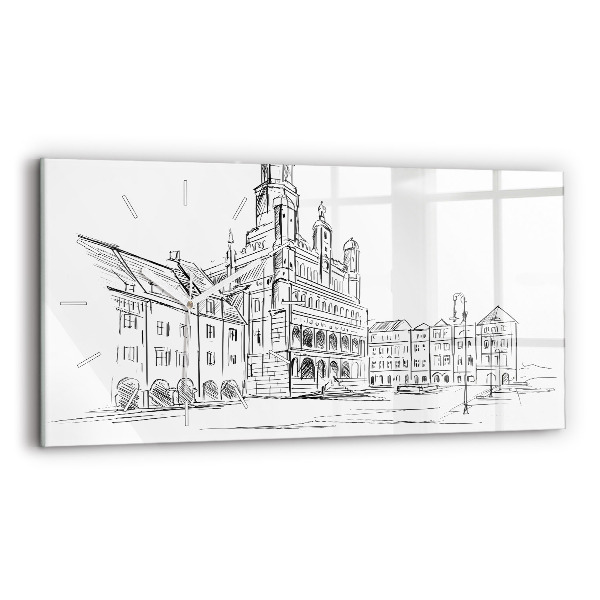 Reloj de cristal horizontal Boceto de la ciudad vieja de Poznan