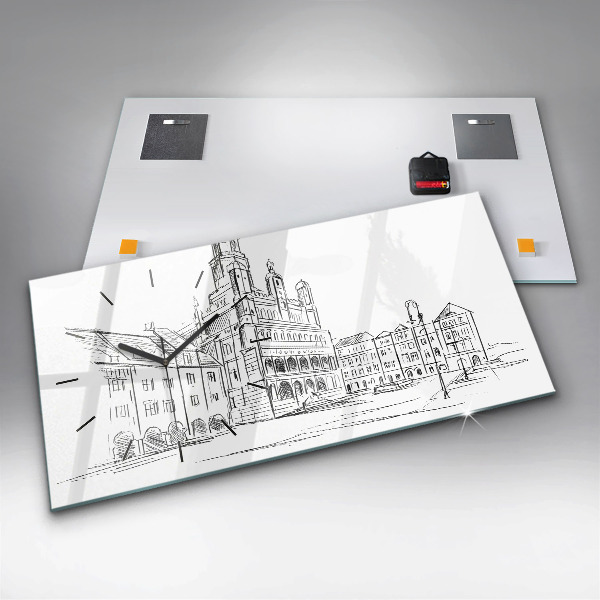 Reloj de cristal horizontal Boceto de la ciudad vieja de Poznan