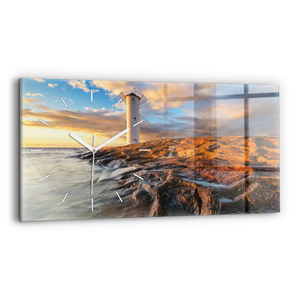 Reloj de cristal horizontal Faro y mar Báltico
