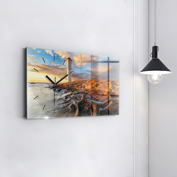 Reloj de cristal horizontal Faro y mar Báltico