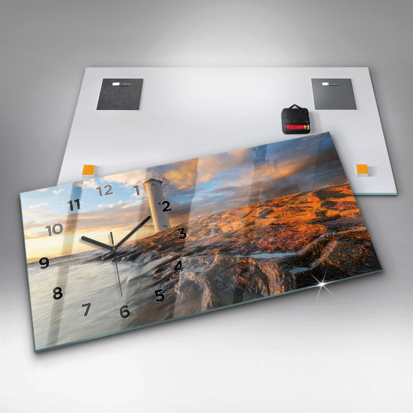 Reloj de cristal horizontal Faro y mar Báltico