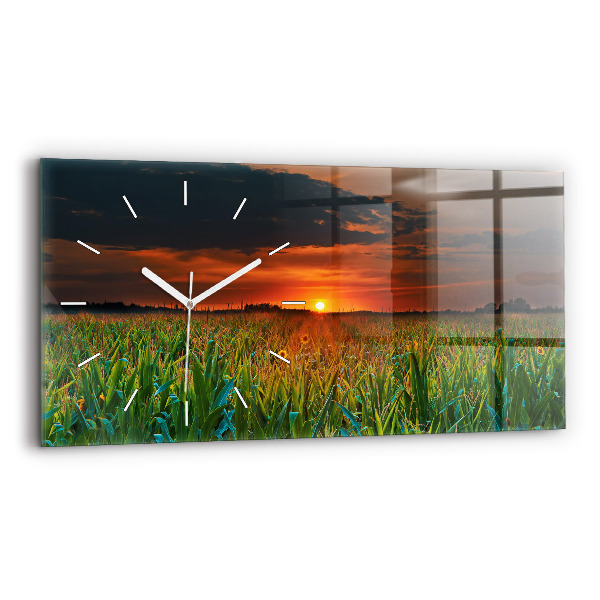 Reloj de cristal horizontal Girasoles en un prado