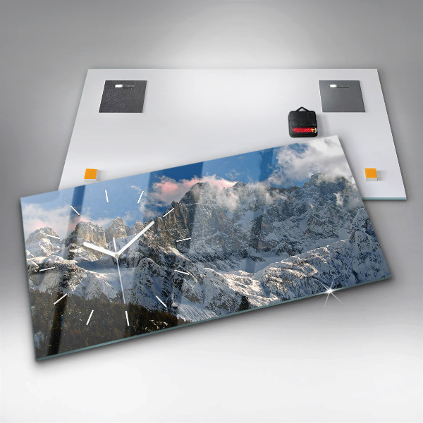 Reloj de cristal horizontal Montañas bajo el cielo azul