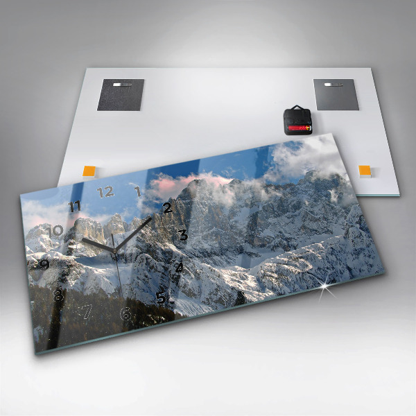 Reloj de cristal horizontal Montañas bajo el cielo azul