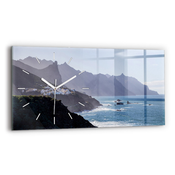 Reloj de cristal horizontal Montañas junto al océano