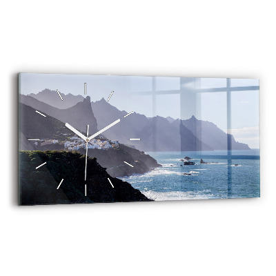 Reloj de cristal horizontal Montañas junto al océano