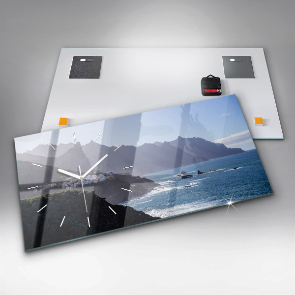 Reloj de cristal horizontal Montañas junto al océano