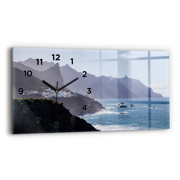 Reloj de cristal horizontal Montañas junto al océano